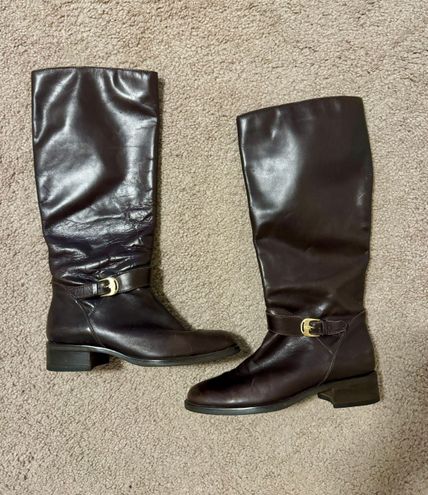 Etienne Aigner Tall Leather Boots Brown Size 6.5 26 87 Off