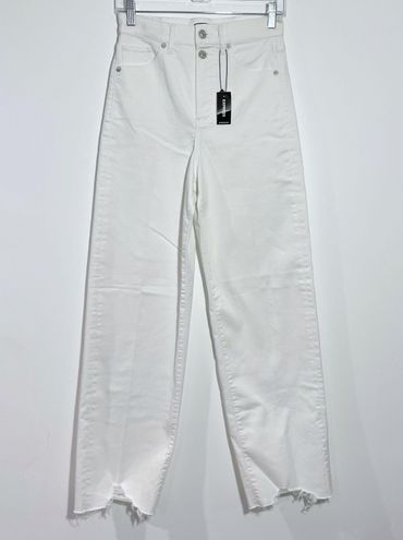 Super High Waisted White 90s Wide Leg Jeans