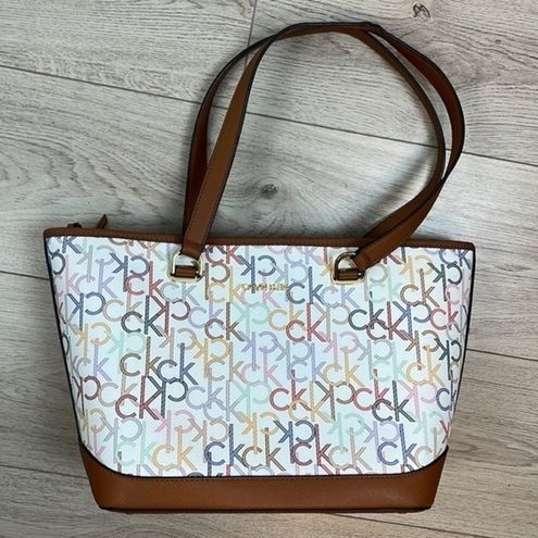 Buy the Calvin Klein Janae Signature Tote Bag Multicolor