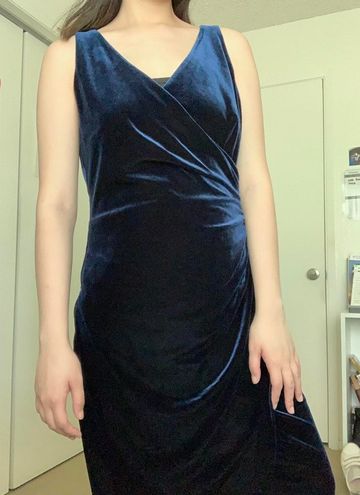 Ralph Lauren Lauren Blue Velvet Dress Size 10 65 23 Off