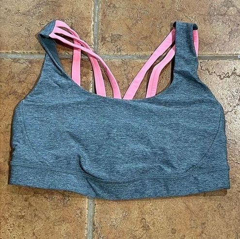 Lululemon Energy Strappy Sports Bra 4 Heathered Slate Gray/Coral Pads