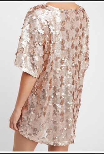 Free People gold sequin t-shirt dress - $81 (32% Off Retail) - From anna