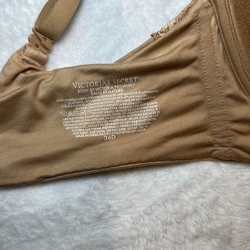 Victoria's Secret Body By Victoria No Wire Nude Bra 36D Tan Size