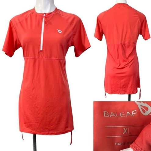 Baleaf womens XL coral short sleeve UPF50 UV block beach athletic