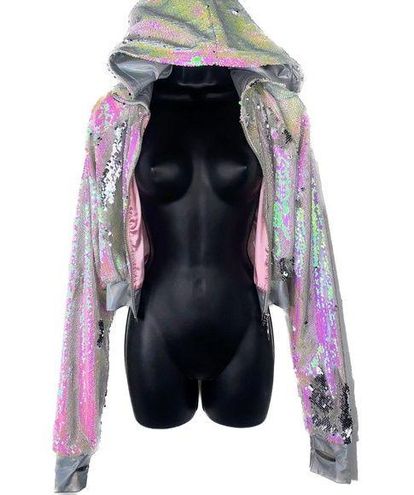 Club Exx Iridescent Pink Sequin Bra Top