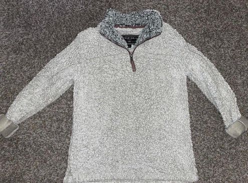 fuzzy quarter zip sweatshirt