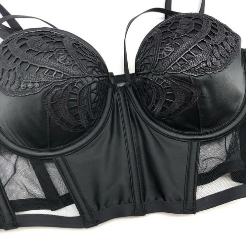 Victoria's Secret NWT Butterfly Balconette Corset Bra Black 32B Size