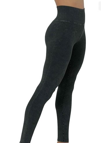 ODODOS Seamless Leggings for Women High Waisted Acid Washed Ribbed