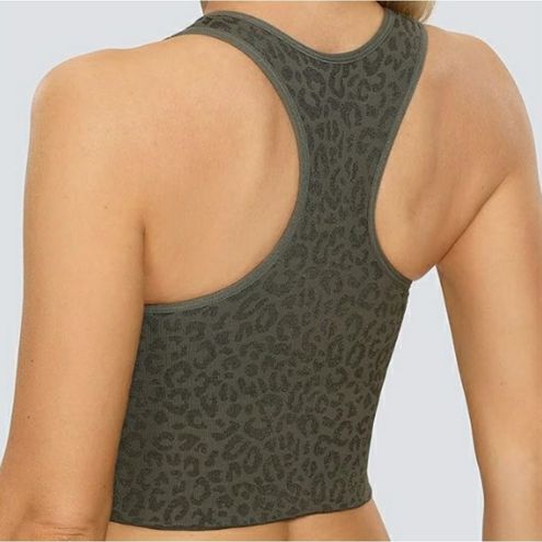 CRZ Yoga High Neck Seamless Cropped Tank Top Sports Bra