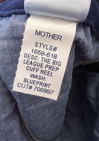 NWT MOTHER The Big League Prep Cuff Heel Pants in Blueprint Navy