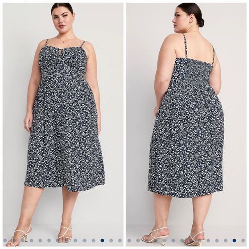 Old Navy Fit & Flare Floral Smocked Midi Cami Dress Ditsy Floral