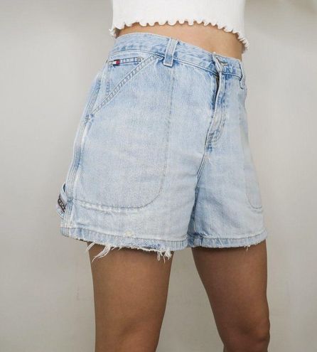 Tommy Hilfiger Women's Jean Denim Shorts Size 8 Hammer Loop Carpenter  Shorts Y2K