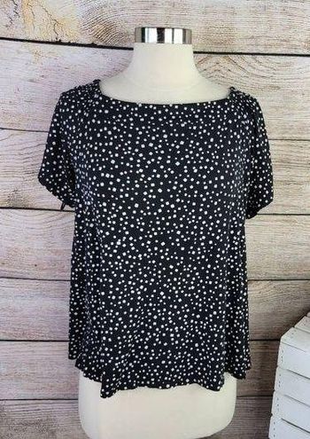 J Jill Wearever Collection Black Polka Dot Dress Shortsleeve Women's Size  Small