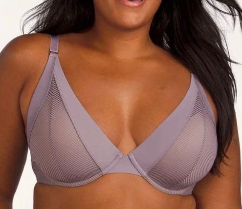 Thirdlove NWT Third Love Shadow Stripe Plunge Bra Purple Size 32 F