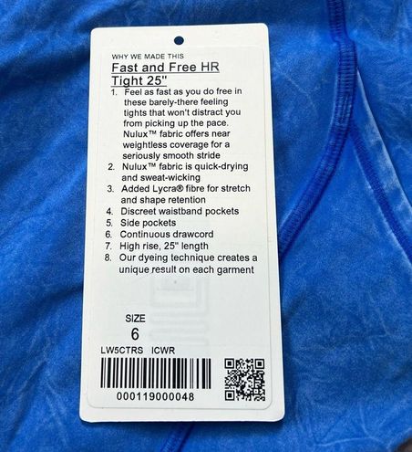 Lululemon Fast & Free High Rise Tight 25” 6 Ice Wash Dye Cerulean Blue  Pockets - $115 - From Julie