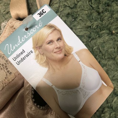 NWT UNDERSCORE UNLINED UNDERWIRE BRA Tan Size