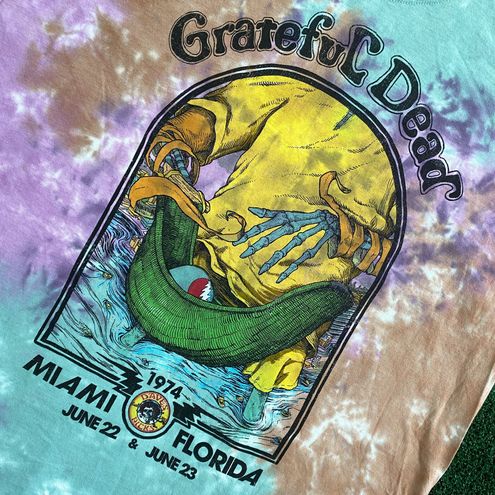 Grateful Dead Miami Florida June 22 & June 23 1974 Oversized Tee Tie Dye  T-shirt