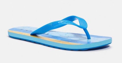 Coach Zak Signature Blue Yellow Striped Flip Flops Size 8 - $40 New With  Tags - From Lexi