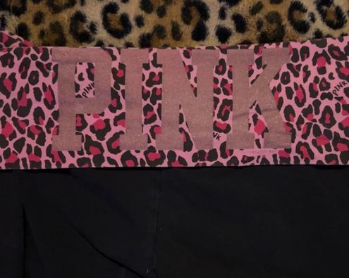 Victoria's Secret Pink And Black Leopard Print Fold Over Leggings