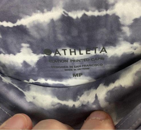 Athleta Gray Tie Dye Elation Printed Capri Tight Leggings Sz.MP