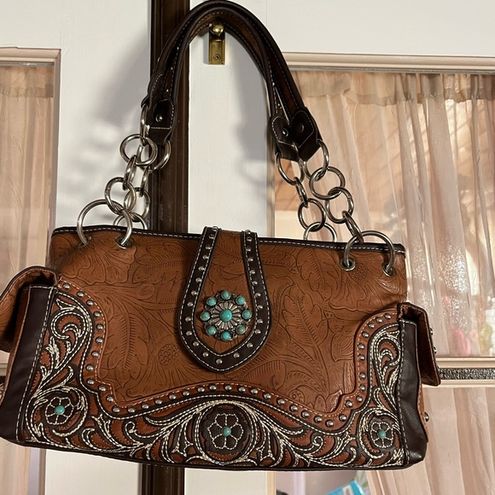 Montana West Aztec Tapestry Tooled Collection Concealed Carry Tote