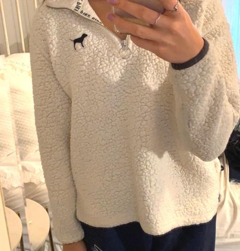 victoria secret pink sherpa quarter zip