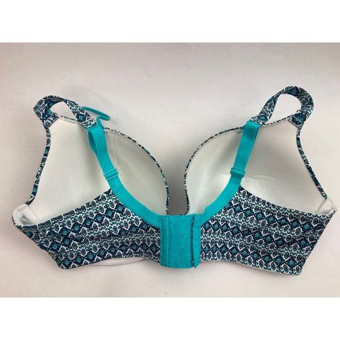 Cacique Strappy Print Boost Plunge Bra Womens 42DDD Green