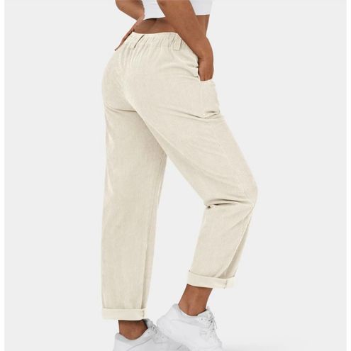 Halara NWT Mid Rise Button Corduroy Casual Pants Cream Size XL - $28 New  With Tags - From Caitlin