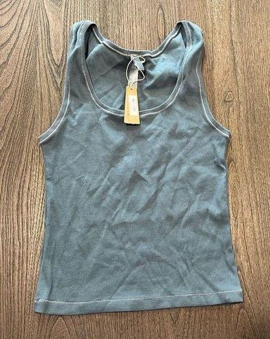 SKIMS Blue Cotton Rib Crop Tank Top - Kyanite