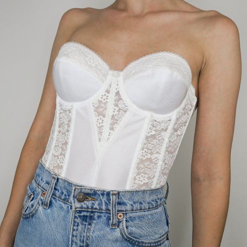 Dominique White Satin & Lace Torsolette Bustier Corset Bra Top Size  undefined - $45 - From Allison