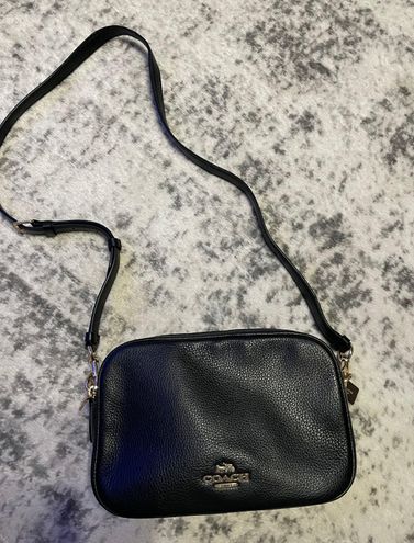 Original Coach F39856 Jes Refined Pebble Leather Double Zip Sling Bag -  Black