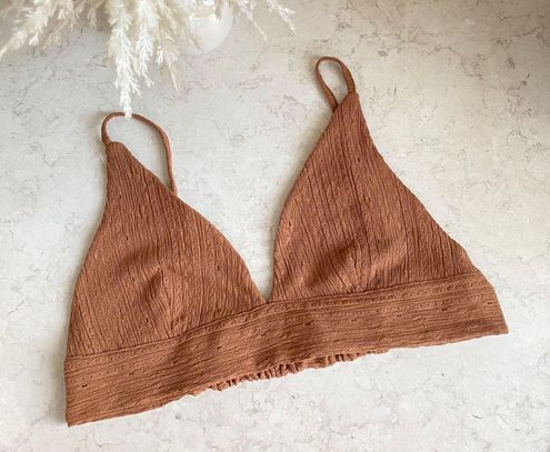 ZARA textured Brown Festival Bralette Crop Top Size L - $15 - From Jazmin