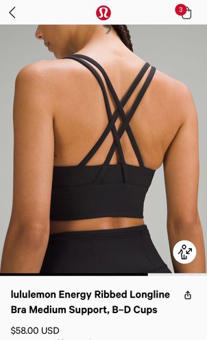 Lululemon Longline Energy Bra Black Size L - $40 (31% Off Retail