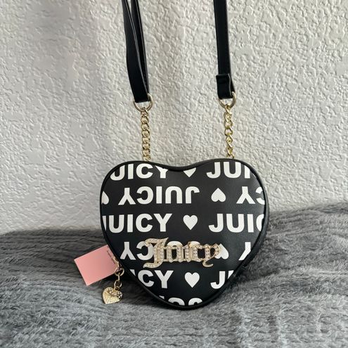 Juicy Heart Shaped Pink Crossbody Bag With Gold Chain and 