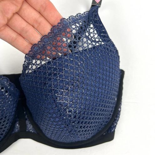 Victoria's Secret NEW Blue Plunge Lightly Lined Fishnet Lace Bra