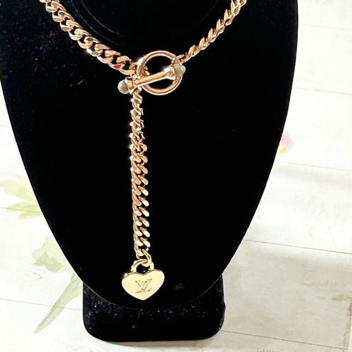 Louis Vuitton, Jewelry, Repurposed Lv Heart Charm Adjustable Necklace