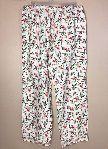 Stars Above Intimates & Sleepwear, Holly Print Flannel Pajamas, Cream