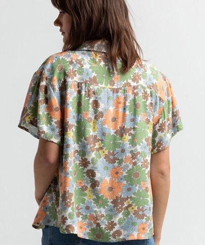 RSQ Floral Oversized Womens Camp Shirt Tilleys size medium green