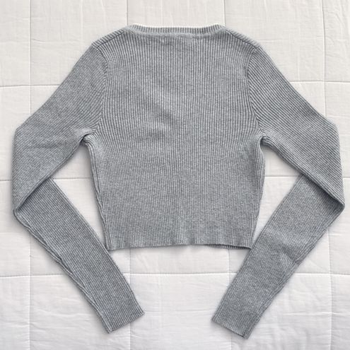 Brandy Melville, Sweaters, Brandy Melville Milena Sweater Vneck Heather  Grey Cropped