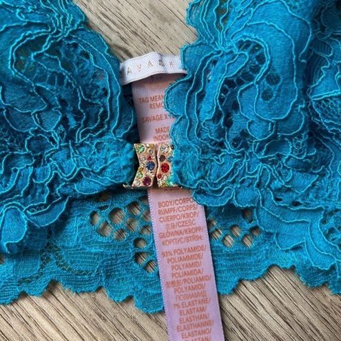 Savage x Fenty Teal Blue Romantic Lace Front-Closure Bralette Size XL NWOT  - $36 - From Tinnie
