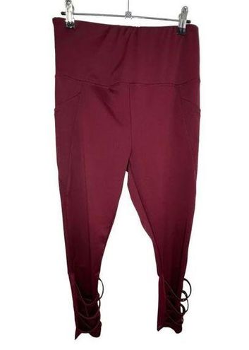 Shosho Maroon Leggings With Mesh and Ribbon Style Detail on Legs Size XL -  $13 - From Brittany