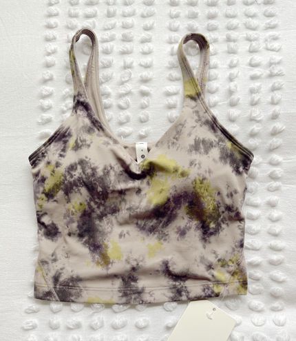 Lululemon Align Tank Cropped Top Size 8 Gray Tie Dye Built-in-Bra RTMV NWT