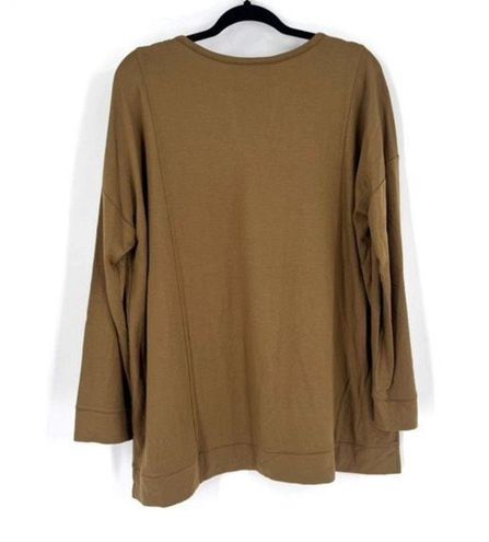 J. Jill Pure Jill Tranquility Fleece Scoop-Neck Tunic Large Mustard