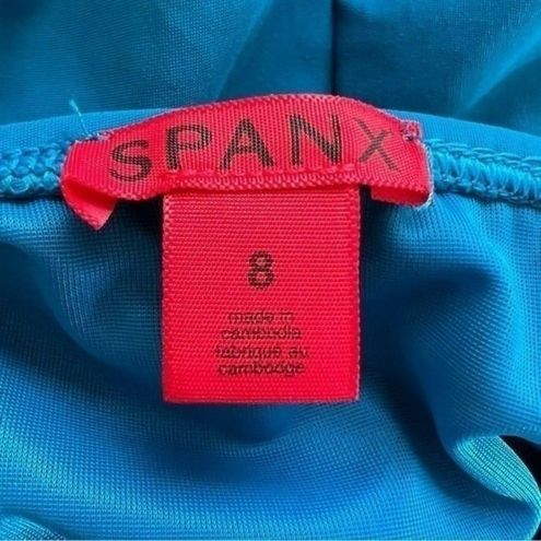 Spanx Whittle Waistline Drape Bayside Blue One Piece Swim Dress