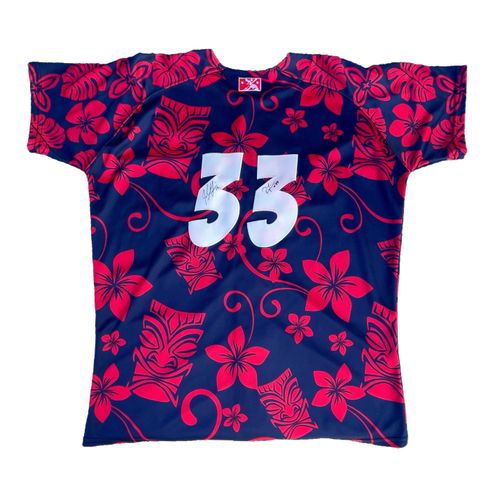 Rare Vintage Lancaster Jethawks 33 Floral Hawaiian Button Up Baseball Jersey  Red Size XXL - $100 - From Julz