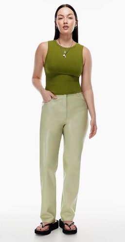 Aritzia Wilfred Melina tall pastel sage green faux leather pants