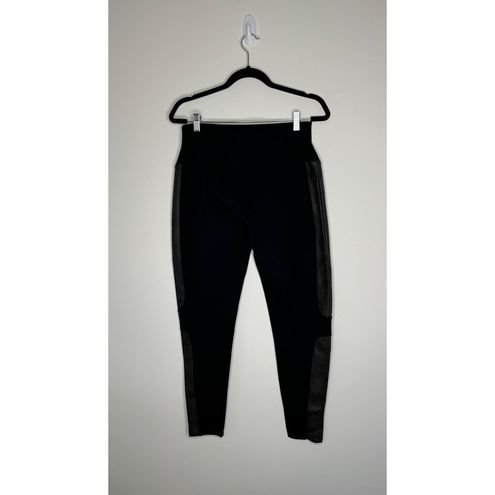 Spanx Black Faux Leather Panel Ponte Leggings XL - $56 - From Olesya
