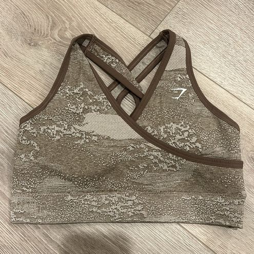 Gymshark ADAPT CAMO SEAMLESS SPORTS BRA Pebble Grey/Soul Brown size Small  Tan - $24 (40% Off Retail) - From Christine