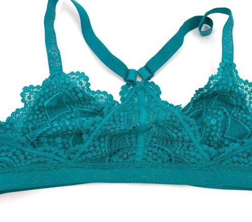 Victoria's Secret Logo Glitter Shimmer Bralette In Turquoise Size Med Tag  removed - $32 - From Lea