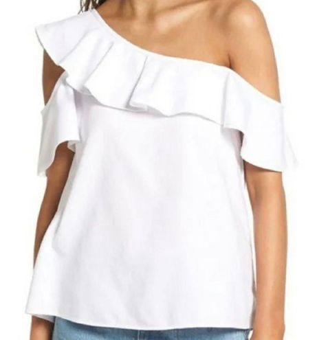 j crew one shoulder ruffle top